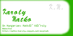 karoly matko business card